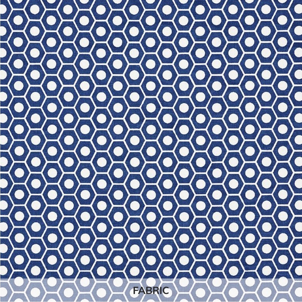 Schumacher Studio Bon Queen B Fabric Navy White